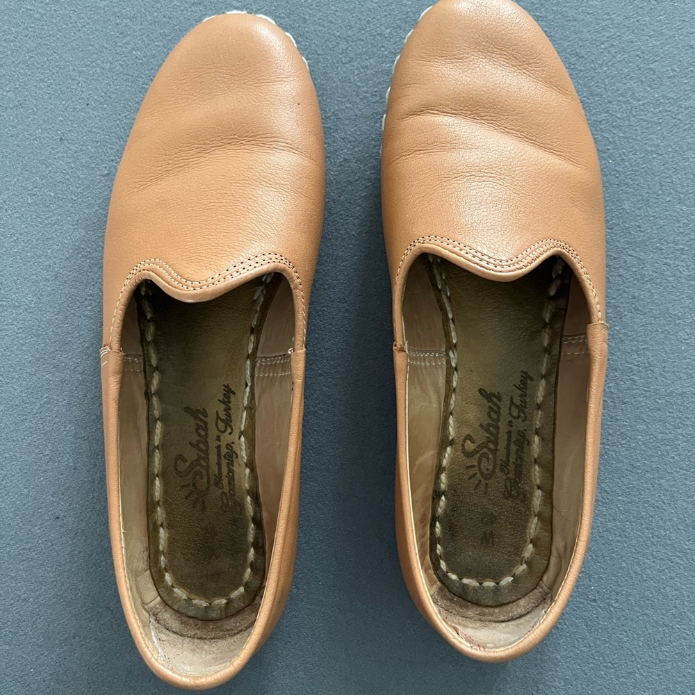 Sabah camel color Leather Slip-on shoes Women 42 (US 10-10.5)